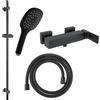 Fortis set doccetta con rubinetteria, doccetta Push con 3 getti, asta saliscendi, flessibile doccetta, 8451100MB+50129TTMB+53162150MB+15507MB, Scala nero opaco [Rubinetteria Bagno > Rubinetteria Doccia]