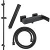 Fortis set doccetta con rubinetteria, doccetta ad asta di metallo, asta saliscendi, flessibile doccetta, 8451100MB+50129TTMB+53162150MB+15501MB, Scala nero opaco [Rubinetteria Bagno > Rubinetteria Doccia]