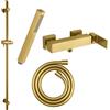 Fortis set doccetta con rubinetteria, doccetta ad asta di metallo, asta saliscendi, flessibile doccetta, 8451100BG+50129TTBG+53162150BG+15501BG, Scala oro spazzolato [Rubinetteria Bagno > Rubinetteria Doccia]