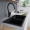 evineo line 650 Lavello da cucina con doppia vasca La: 75 P: 45,5 cm, BRN200BL, line 650 nero opaco [Lavelli da Cucina > per Base Sottolavello a partire da 80 cm]