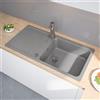 evineo line 100 lavello da cucina con ripiano laterale La: 100 P: 50 cm, FOD100LGR, line 100 grigio [Lavelli da Cucina > per Base Sottolavello a partire da 60 cm]