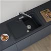 evineo line 100 lavello da cucina con ripiano laterale La: 78 P: 50 mm, reversibile, FOD100SAN, line 100 antracite [Lavelli da Cucina > per Base Sottolavello a partire da 45 cm]