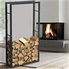 BAKAJI Portalegna Verticale Supporto Scaffale Rettangolare in Metallo Porta Legna da Interno Esterno Legnaia Casa Giardino per Camino Caminetto Stufa Design Moderno (150 x 25 x 80 cm)