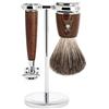 MÜHLE Set da barba Mühle Pennello da barba in tasso grigio, rasoio classico Rytmo