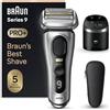 Braun Series 9 PRO +, Rasoio Elettrico Barba, Regolabarba Uomo, Rifinitore di precisione, Custodia Viaggio, Lame Flessibili, SmartCare, Impermeabile, Batteria Litio Ion, Idea Regalo, 9567cc Argento