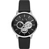 Armani Exchange orologio per uomo, movimento cronografo e cassa orologio per 42 mm con cinturino in acciaio inossiorologio perbile, pelle o silicone, Nero e argento