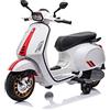 FINOOS Vespa Sprint scooter Moto Elettrica per Bambini veicolo elettrico da 2 a 5 anni 5 km/h suono luminoso a LED (Bianco)