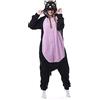 Desshok Pigiama Intero Animali per Donna e Uomo Invernale Pigiama Onesie di Pile Adulto Cosplay Gatto Nero Animale Tuta Costume per Halloween Carnevale