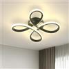 SENQIU Plafoniera LED Soffitto Moderna, 30W 3375LM Lampada da Soffitto, Lampadario Creativo Forma di Fior per Soggiorno, Camera da Letto, Cucina, Bagno, Luce Neutra 4500K, Nero
