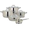 Tognana Vanitosa, Batteria di pentole e padelle, Set con 3 casseruole, 1 pentola, 1 tegame, 4 coperchi, 9 Pezzi, Acciaio Inox