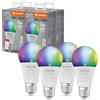 LEDVANCE Lampada LED SMART+ WIFI, smerigliata, 9W, 806lm, forma classica a goccia con E27, luce colorata e luce bianca, controllo tramite app o vocale, durata fino a 20.000HR, confezione da 4