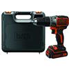 BLACK+DECKER Trapano/Avvitatore a percussione 18V Litio in valigetta. BL188K-QW