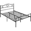 HOMCOM Struttura Letto Una Piazza e Mezza in Acciaio 145x211x106cm, Doghe Integrate e Testiera, Spazio Inferiore per Contenitori, Nero