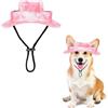 OTKARXUS Cappello da sole per cani, 1 cappello da pescatore regolabile per cani da principessa, con fori per le orecchie, visiera rotonda per cani e pescatori, per cuccioli, cani di piccola taglia, gatto