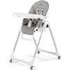 Peg Perego Prima Pappa Follow Me Seggiolone Pappa Neonati Reclinabile, Funzione Sdraietta, 4 ruote, Pieghevole e Ultracompatto, per Bambini da 0 a 3 Anni (0-15 kg), Ice