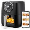 Joyami Friggitrice ad Aria 5,7L XXL Air Fryer con 100+ Ricette Italiano, 8 Funzione Predefinita, Finestra Visibile Con Display Digitale Senza Olio Adatto per 2-4 Persone, 1700W Nero