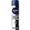 NIVEA MEN Black & White Invisible Ultimate Impact Spray 150 ml, Deodorante uomo 72h, Deodorante spray antitraspirante contro odori, sudore, residui, irritazioni e macchie su tessuti chiari e scuri