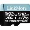 LinkMore Scheda Micro SDXC 512 GB, XV23 Lite, A2, UHS-I, U3, V30, classe 10, velocità di lettura fino a 100 MB/s, velocità di scrittura fino a 85 MB/s, adattatore SD incluso