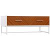 HOMCOM Tavolino da Caffè con 2 Cassetti e Vano Aperto, Tavolino Basso da Salotto in Legno e Metallo, 100x50x40cm, Bianco e Marrone