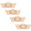 AUNMAS Applique in legno stile vintage intagliato fiore angolo onlay per la casa porta armadio non verniciato mobili Decor 4 pezzi (1#)