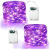 PhilzOps Halloween Luci Stringa Batteria[2 Pezzi], 6M 60 LED Viola Catene Luminose Interno Impermeabile Filo d'argento Fata Luci per Natale Esterni Giardino Casa Feste Giardino Matrimonio Esterni