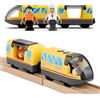 LiRiQi Treno Elettrico per Bambini, Locomotiva ad Azione a Batteria, Rail Treno passeggeri, Set di proiettili per Motore Compatibile with Thomas, Brio, Giocattolo educativo Bambini, Giallo