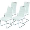 Apollo Flora, Set di 4 sedie flessibili, sedia da cucina, similpelle bianco, maniglia integrata, struttura in metallo cromato, 42 x 57 x 98 cm