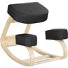 Vinsetto Sedia Ergonomica con Inginocchiatoio in Legno di Betulla e Cuscino, 51x69x58cm, Nero