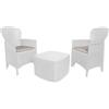 DMORA Set salotto da esterno Dkon, Set da giardino con 2 poltrone ed 1 tavolino contenitore, Salottino effetto rattan, 100% Made in Italy, Bianco - Dmora