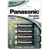 Panasonic Lr6 Everyday Stilo Aa Argento Blister Pile, 4 Pezzi