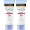 Neutrogena 2 x Neutrogena Ultra Sheer Sunblock SPF 30 (protezione solare, impermeabile) dagli Stati Uniti