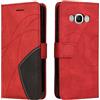 Fatcatparadise Cover per Samsung Galaxy J5 2016 / J510, Flip Caso in PU Pelle Case Libro Portafoglio Protettiva Custodia con TPU Sottile Antiurto,[Kickstand][Slot per Schede][Magnetica] (Rosso)