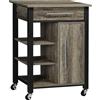 HOMCOM Carrello da Cucina Portavivande con Cassetto, Mensole, Armadietto e 4 Ruote, Legno Truciolare, 60x50x84.5cm, Quercia