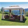 Greenwood Gazebo Rettangolare 3X4 Alluminio con Tende Antivento di Moia