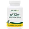 Natures Plus Vitamins D3 & K2 Integratore Sistema Immunitario 90 Compresse