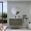DEGHI Mobile bagno sospeso 100 cm verde cemento con lavabo e specchio - Dedalo