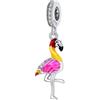 JYRRONG Ciondolo a forma di fenicottero in argento Sterling 925 per compleanno, per braccialetti Pandora