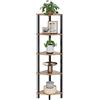 VASIHO Scaffalatura angolare, libreria a 5 Livelli, scaffale Scala, scaffalatura per Piante, Cucina, Soggiorno, Design Industriale, Vintage, Marrone-Nero JSJ001HV1