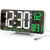 KOSUMOSU Sveglia per camera da letto, 6,7 pollici, orologio da tavolo a LED, orologio a specchio, doppia sveglia per soggiorno con visualizzazione dei secondi, data, settimana, modalità 12/24h
