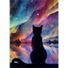 EOBROMD 5D Diamond Painting Kit Completo Gatto, Cielo Stellato Pittura Diamante FAI DA TE, Diamond Painting Bambini Adulti, Strass Ricamo a Punto Croce Painting Decorazione per Casa 30x40cm