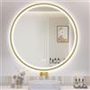 S'bagno Specchio Bagno con Luce Rotondo 80 cm, Specchio Bagno Led con Cornice in Alluminio, Anti-Fog, 3000-6500K, Vetro Temperato HD, IP44 Impermeabile, Funzione Memoria, Dorato