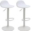 CLP Set 2 Sgabelli Design Lana I Coppia Sedie Alte Cucina Imbottite Girevoli E Regolabili 58-79CM, Colore:Bianco, Colore del Telaio:Bianco