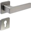 FELGNER maniglia per porta Bormio per cilindro europeo | maniglia per porta moderna e di alta qualità | ferramenta per porta con rosetta | per porte interne e delle camere | Nichel opaco