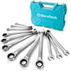 DURATECH Set di Chiavi a Cricchetto, Set di Chiavi Combinate a Testa Fissa, Metrica, 10 Pezzi, 8-19mm, in Acciaio Cr-V, Organizzato in Valigetta Per il Trasporto