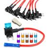 GUUZI 10 pz 12-24 V Mini Auto Add-a-Circuit Fusibile TAP Adattatore Mini APM ATM Fusibile a Lama Set per Auto Camion Barche con Fusibile 3/5/7.5/10/15Amp