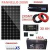 Kit Fotovoltaico 2 KW Pwm Inverter 2000W Pannello 200W Regolatore Batteria 150AH