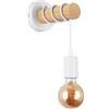 B·LED BARCELONA LED BarcelonaLED Applique da parete rotonda in legno naturale con attacco E27 bianco con cordino sospeso vintage nordico per corridoio camera da letto soggiorno