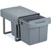 Relaxdays Pattumiera Estraibile con 2 Secchi, Bidoni Raccolta Differenziata Sottolavello, 2x15L, 34,6x34x51,8 cm, Grigio