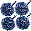VANZAVANZU Bath Loofah - Spugna da doccia grande, 80 g, in rete, per uomini e donne, set da 4 (bianco)