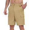 JINSHI Pantaloncini Cargo Uomo Cotone Shorts Bermuda Estivi Leggeri Lavoro Pantaloni Corti Sportivi da Escursionismo con Multi-Tasche Cachi EU 4XL